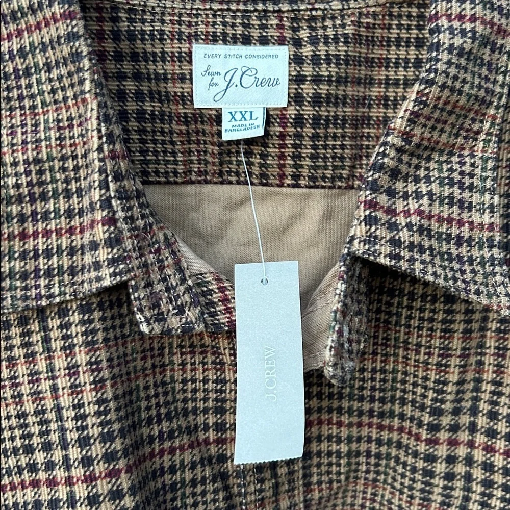 NWT J. Crew Corduroy CPO Shirt in Haizel Brown Multi Size XXL Gorpcore Casual